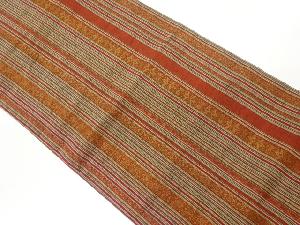 手織り紬縞模様織出し名古屋帯